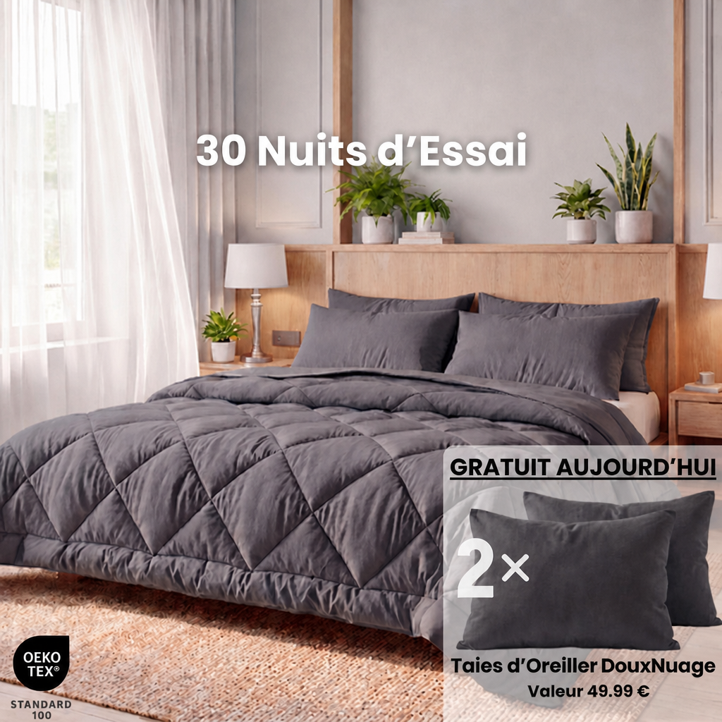 Couverture NuitFacile + 2 oreillers DouxNuage offert